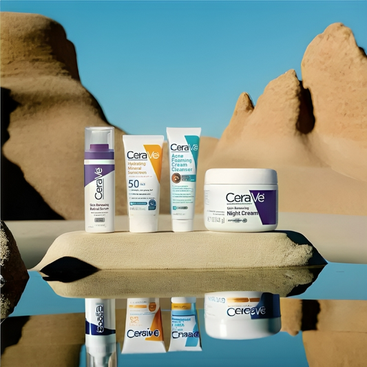 CeraVe 4-in-1 Bundle l Sunscreen, Cleanser, Night Cream & Retinol