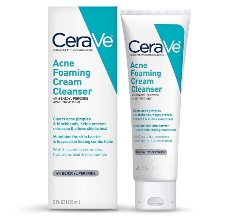 CeraVe Acne Foaming Cream Cleanser | Deep Clean & Hydrating Blemish Care